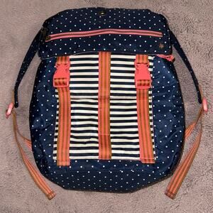 Matilda Jane 435 Backpack Navy Blue Polka Dot Striped